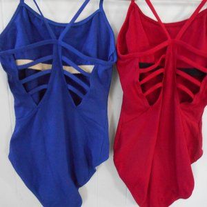 Capezio Leotard with Open Ribbed Back XL  Adult Red NWT